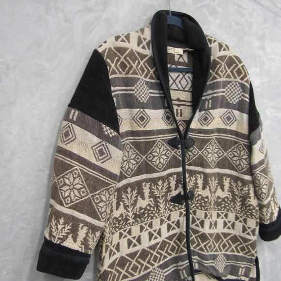 Anu By Natural Cotton Winter Snowflake Print Blazer Jacket Size Medium Lagenlook - Picture 7 of 10